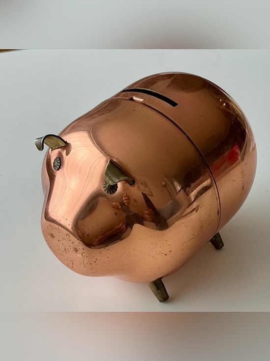 Coppercraft Guild Other - VTG Coppercraft Guild Copper Piggy Bank MCM Brass Leg Figural Coin Bank ArtDeco